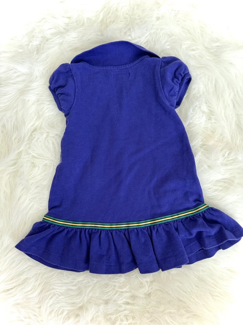 Vintage Ralph Lauren Baby Girls Purple Polo Dress 18M Ruffle Hem